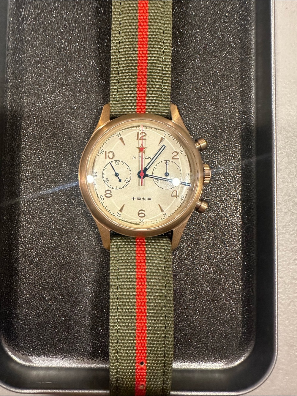 Seagull 1963 Bronze 40mm Lume Chronograph Sapphire Blue Hands